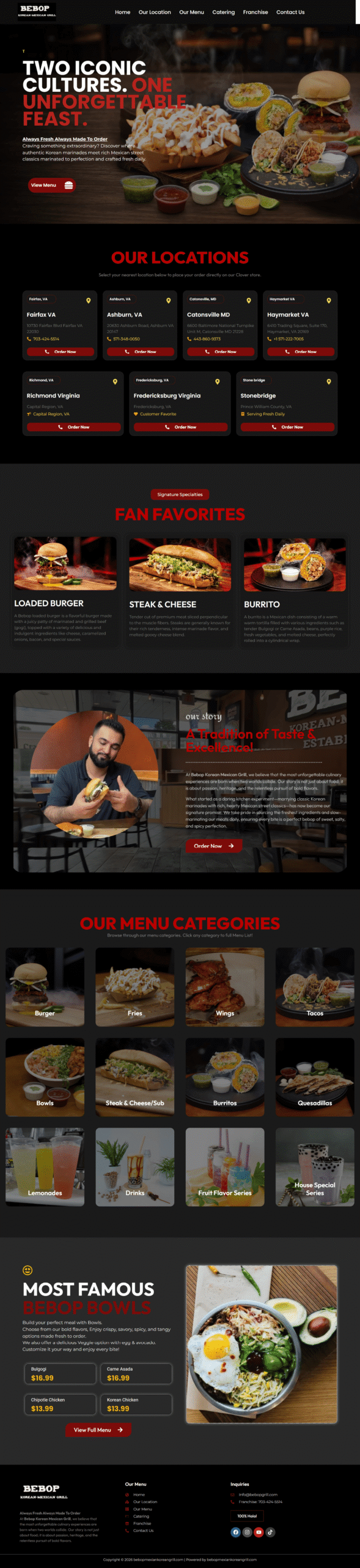Bebop Grill E-Commerce - WordPress Website Development Portfolio